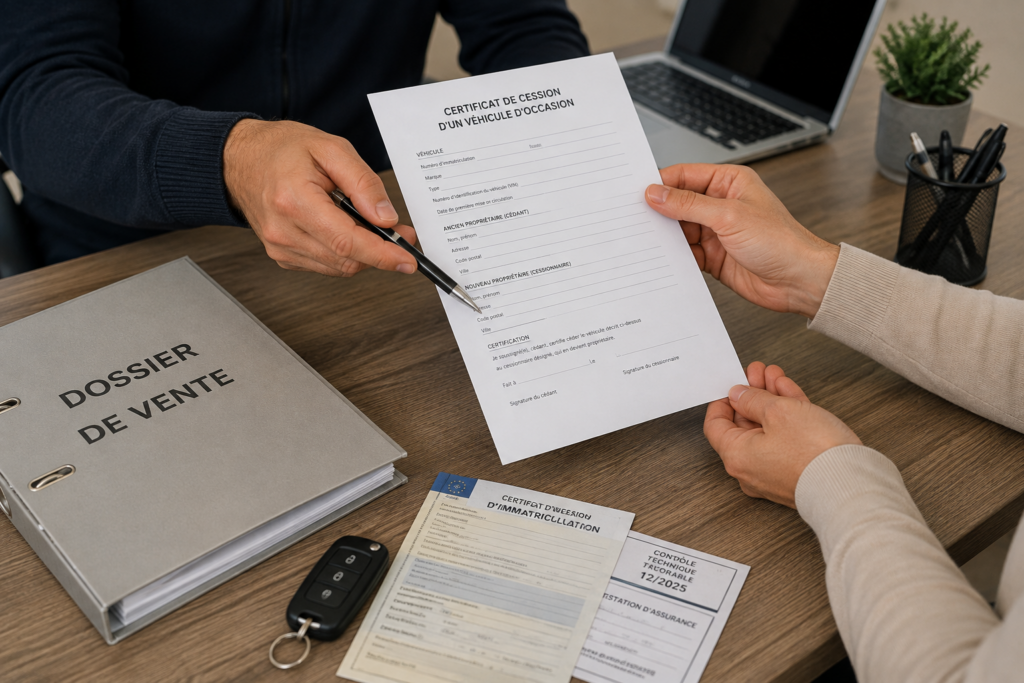 Documents et certificat de cession nécessaires pour vendre une voiture