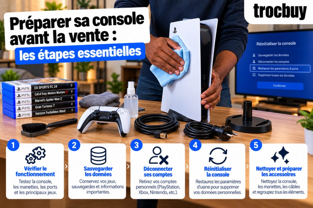 Préparer une console avant la vente : nettoyage, sauvegarde et réinitialisation